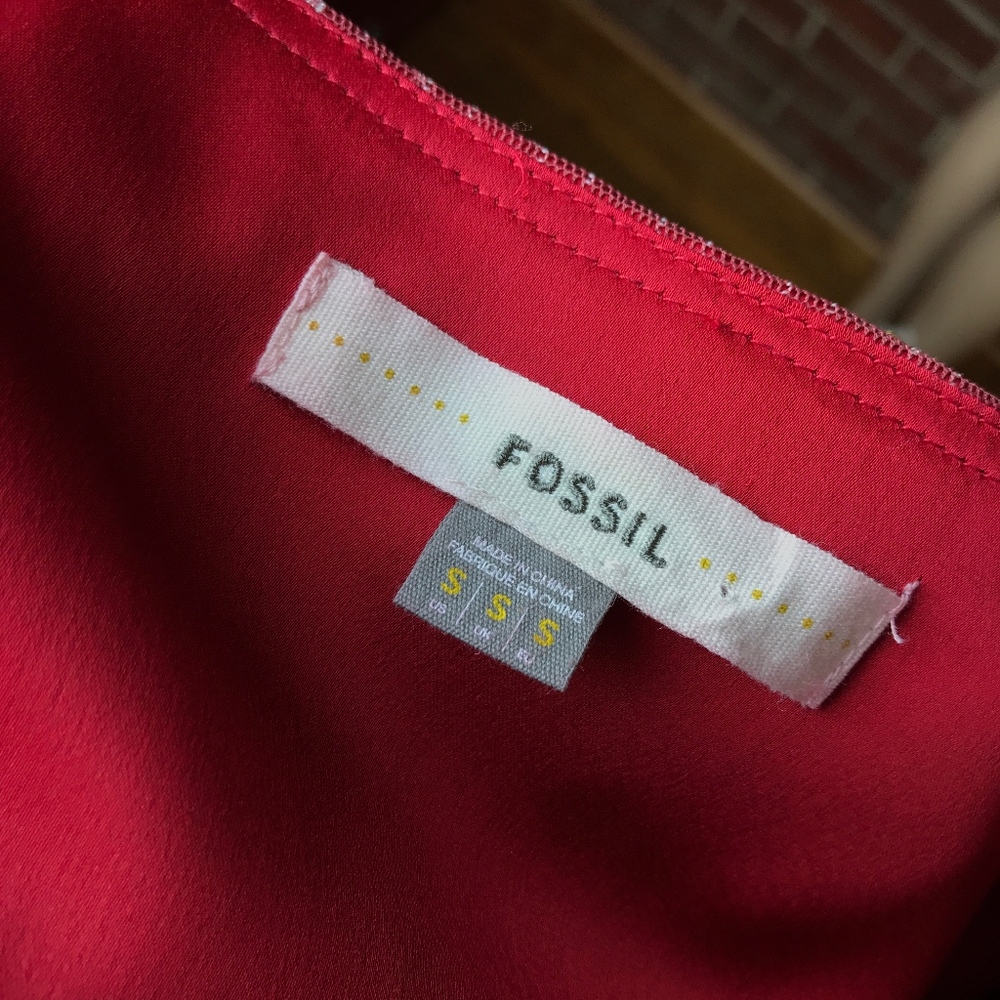 Fossil Red Swiss Dot Netting Swing Cocktail Dress - image 6